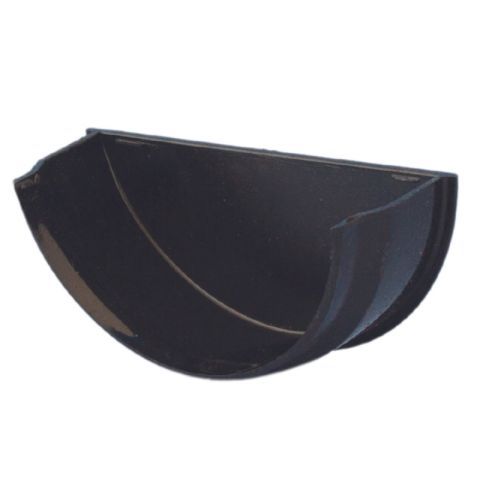Aquaflow UPVC Cast Iron Effect Half Round Guttering Internal Stop End - Black (112mm x 51mm)