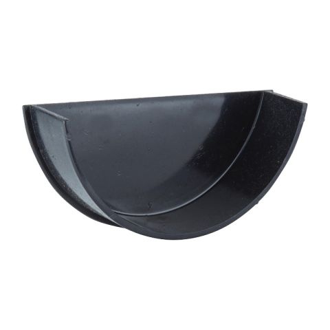 Aquaflow UPVC Cast Iron Effect Half Round Guttering Internal Stop End - Black (112mm x 51mm)