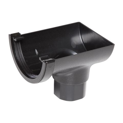 Aquaflow UPVC Cast Iron Effect Half Round Guttering Stop End Outlet - Black (112mm x 51mm) Aquaflow UPVC Cast Iron Effect Half Round Guttering Stop End Outlet - Black (112mm x 51mm)