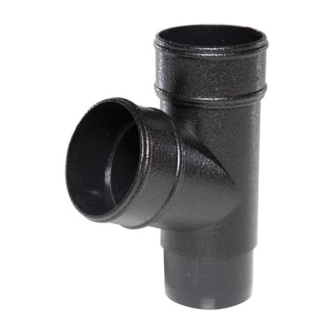 Aquaflow UPVC Cast Iron Effect Half Round Guttering 112° Downpipe Branch - Black (68mm) Aquaflow UPVC Cast Iron Effect Half Round Guttering 112° Downpipe Branch - Black (68mm)