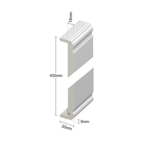 Double-Ended Ogee UPVC Fascia Capping Board - Smooth White (1250mm x 404mm x 9mm)