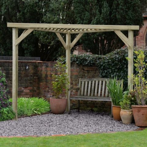 Forest Garden - Slatted Corner Pergola - 213cm x 294cm x 147cm