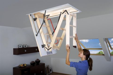 Fakro LWK Komfort - Folding Wooden Loft Ladder and Hatch