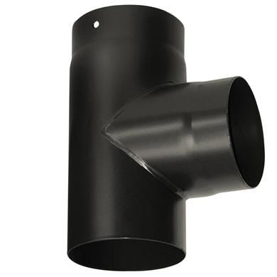 Vitreous Enamel Stove Pipe 90 Degree Tee Piece - 125mm to 150mm