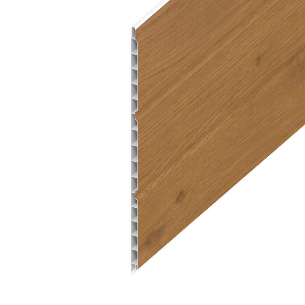 Hollow UPVC Soffit Board - 300mm x 9mm - Irish Oak (5m)