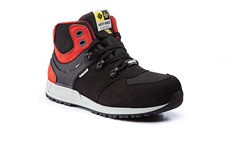 Rugged Terrain - Air Tubeless Safety Trainers Boot (S3 SRC ESD) - Black/Red Nubuck