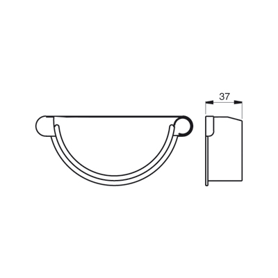 Lindab Guttering - Right Handed Stop End RGH 190mm