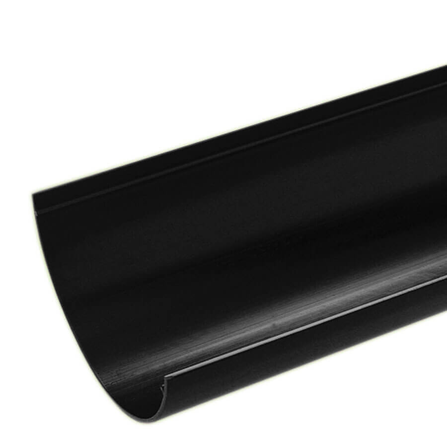 Plastic Guttering Half Round - 114mm x 51mm - Black