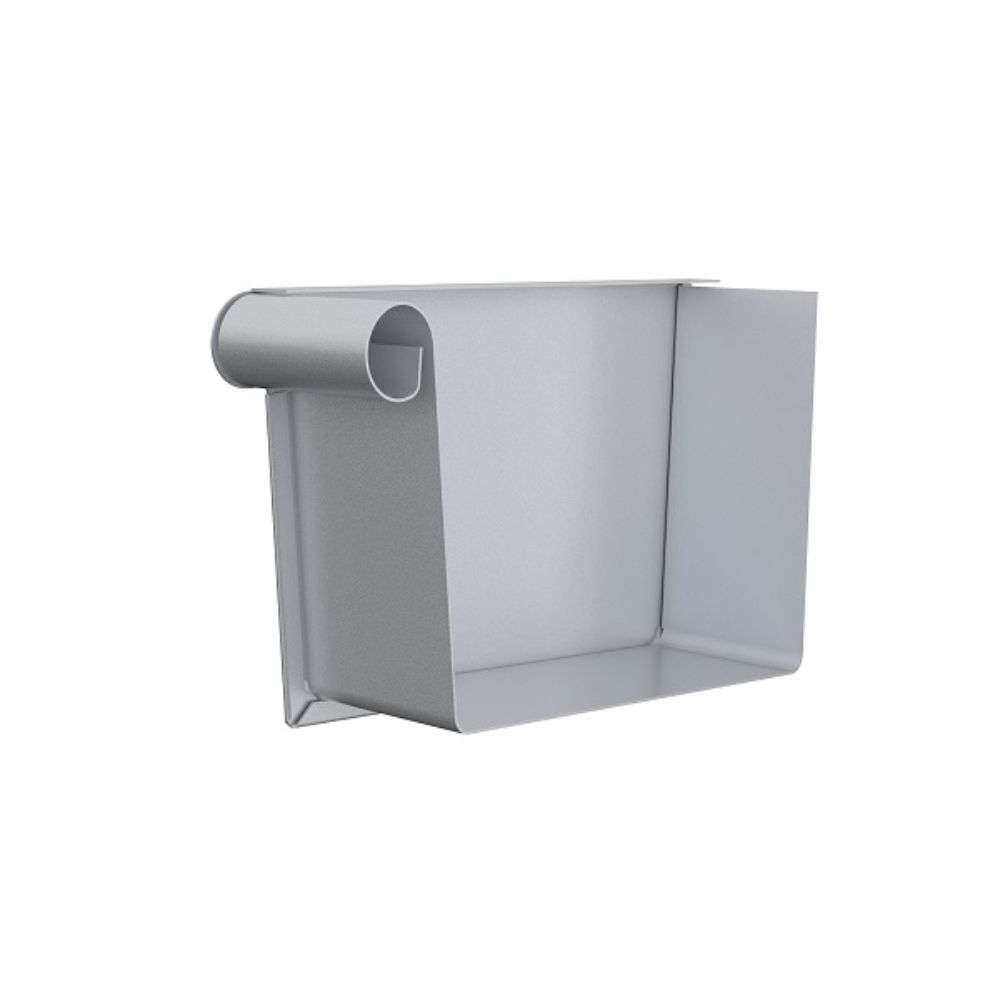 Lindab Steel Guttering - 140mm Left Hand Rectangular Stop End - Magestic Galvanised