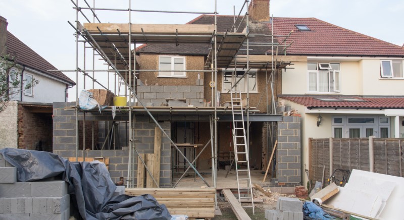 flat roof extension being carried out