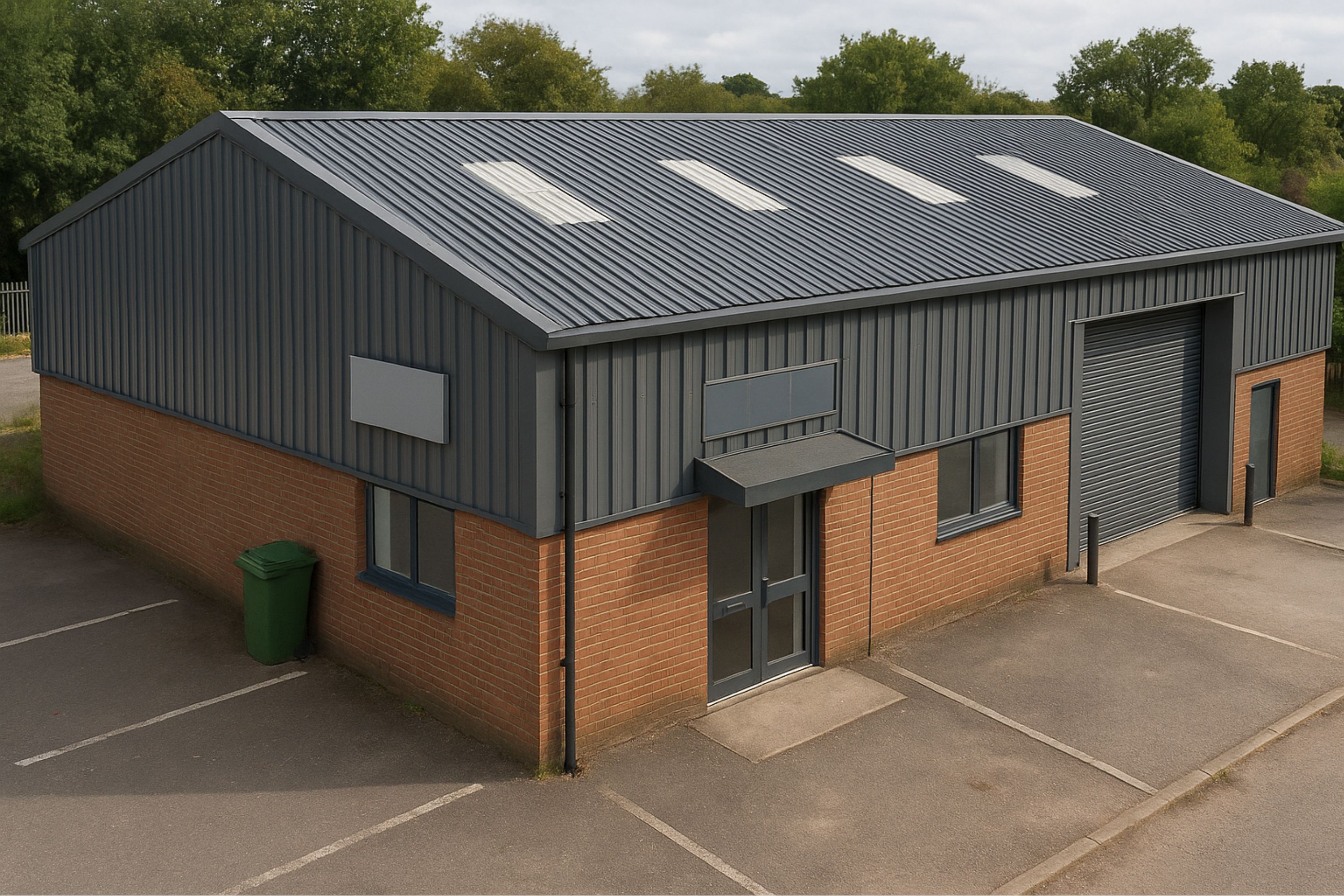 dark grey box profile commercial building roof