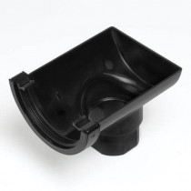 Plastic Guttering Half Round - Stop End Outlet - 114mm x 51mm - Black