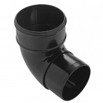Plastic Guttering Half Round - 90˚ Down Pipe Bend - 65mm - Black