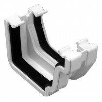 Plastic Guttering Universal Plus - Square Adaptor Right Hand - 128mm - White