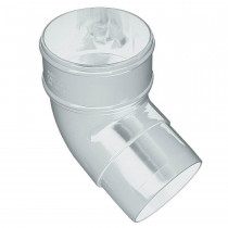 Plastic Guttering Half Round - 112˚ Down Pipe Bend - 65mm - White