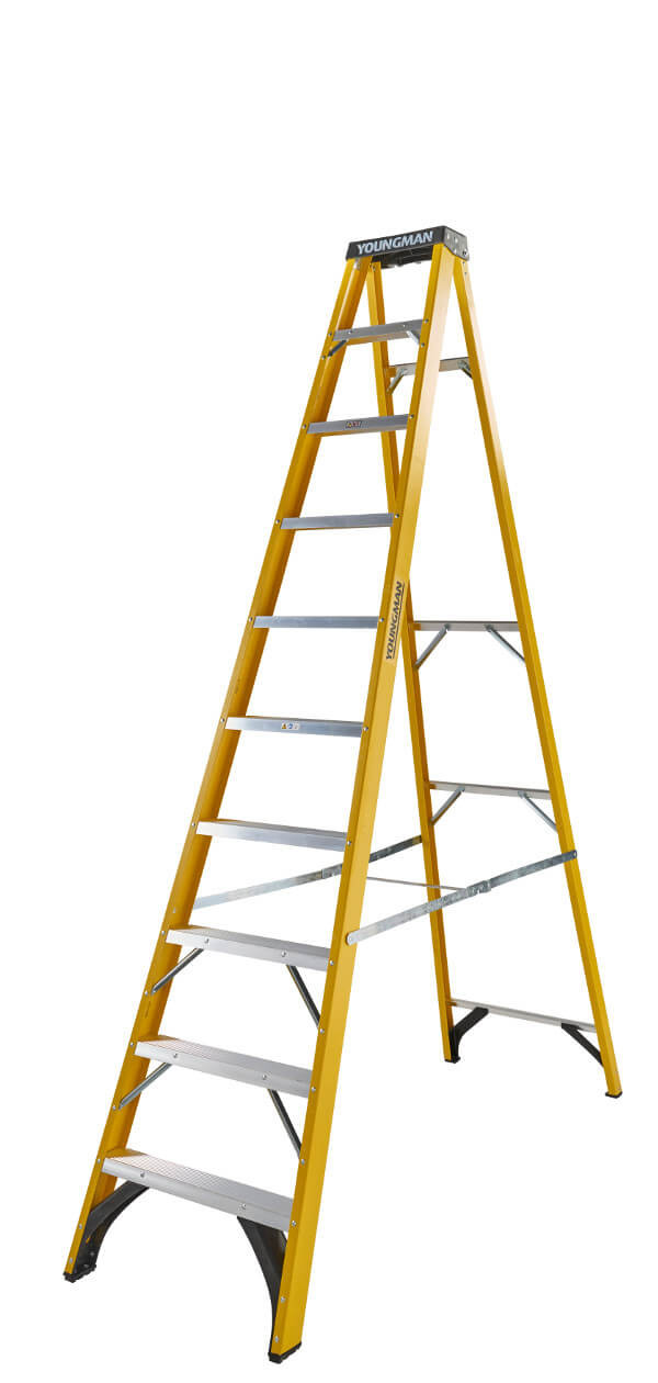 Youngman Trade Fibreglass Step Ladder with Holster Top Youngman Trade Fibreglass Step Ladder with Holster Top