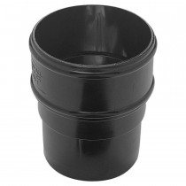 Plastic Guttering Half Round - Down Pipe Connector - 65mm - Black