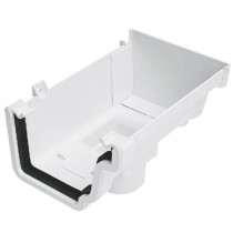 Plastic Guttering Universal Plus - Stop End Outlet Left Hand - 128mm - Black