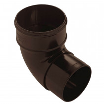 Plastic Guttering Half Round - 90˚ Down Pipe Bend - 65mm - Brown