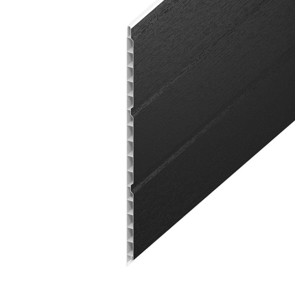 Hollow UPVC Soffit Board - 300mm x 9mm - Black Ash (5m)