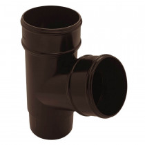 Plastic Guttering Half Round - Down Pipe Branch - 65mm - Brown