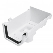 Plastic Guttering Universal Plus - Stop End Outlet Right Hand - 128mm - White