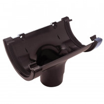 Plastic Guttering Half Round - Running Outlet - 114mm x 51mm - Brown