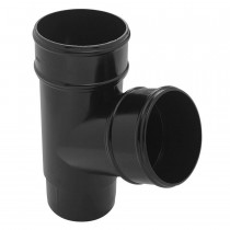 Plastic Guttering Half Round - Down Pipe Branch - 65mm - Black