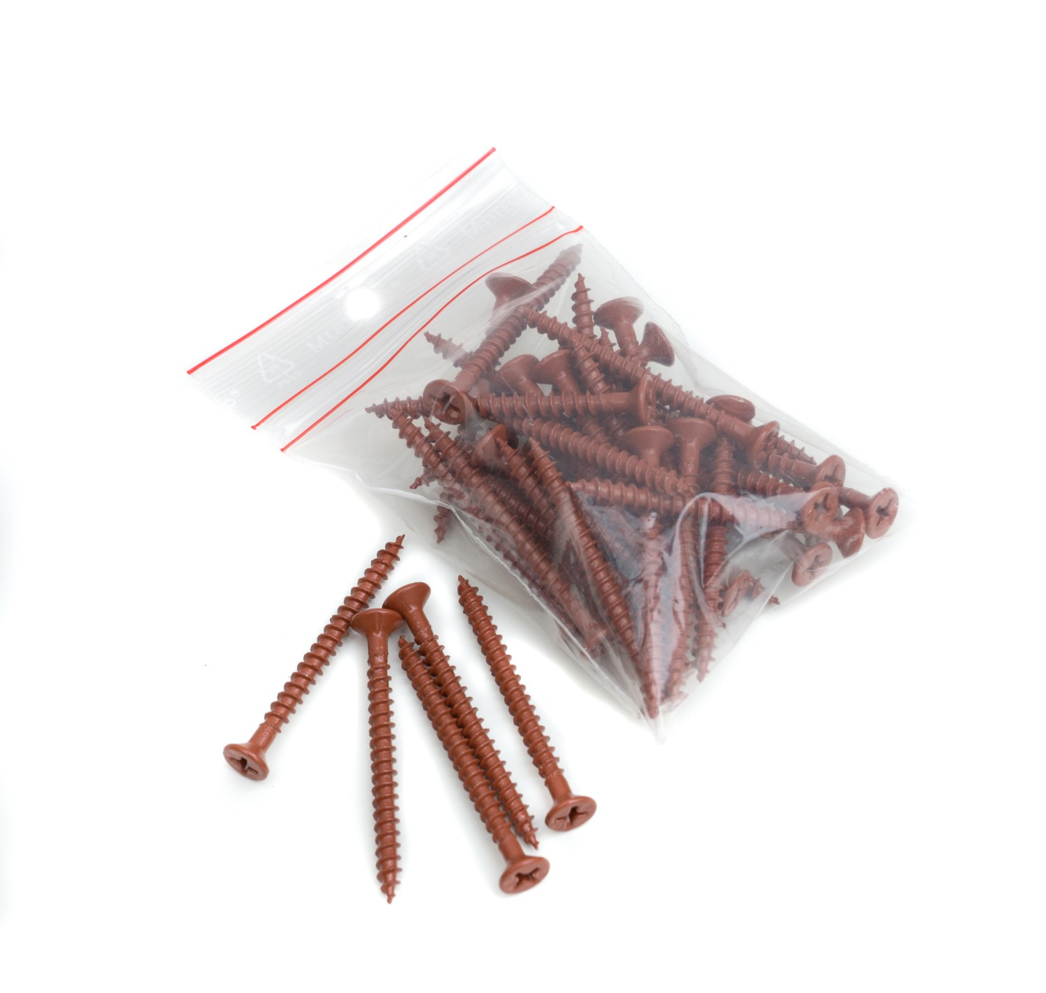 Lightweight Tiles Plastic Coated Fixing Screws Red/Brown (Pack of 40)