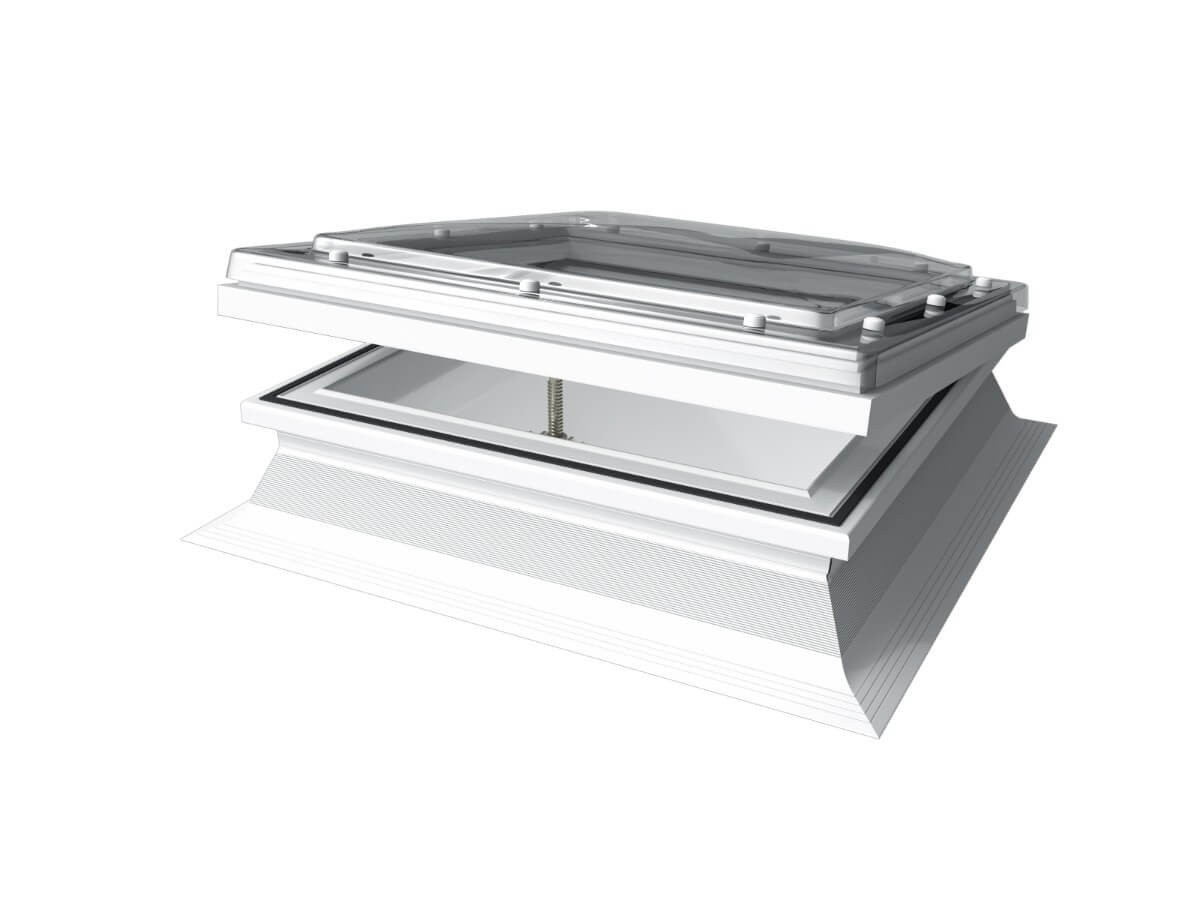 Mardome Trade - 1200 x 1200mm - Opening with PVC Kerb - Double Skinned - Textured - Automatic Vent - Powered Opening Upgrade with Remote and Rain Sensor