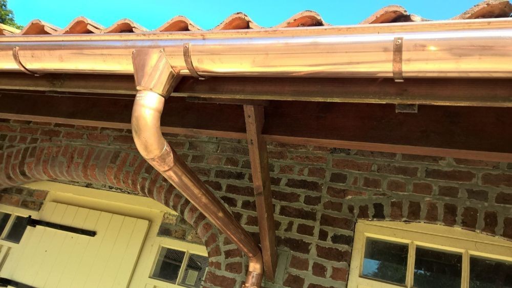 Lindab Guttering - Pipe Holder with Wedge - Natural Copper