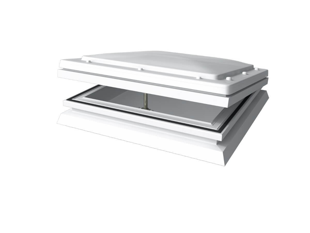 Mardome Trade - 600 x 600mm - Opening to fit Builders Upstand - Double Skinned - Opal - No Vent - Powered Opening Upgrade with Remote