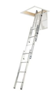 Werner 3m 3 Section Aluminium Loft Ladder with Handrail