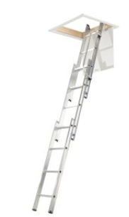 Werner 3m 3 Section Aluminium Loft Ladder with Handrail Werner 3m 3 Section Aluminium Loft Ladder with Handrail