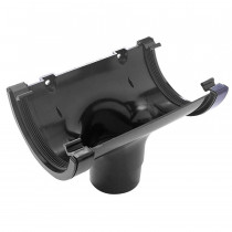 Plastic Guttering Half Round - Running Outlet - 114mm x 51mm - Black