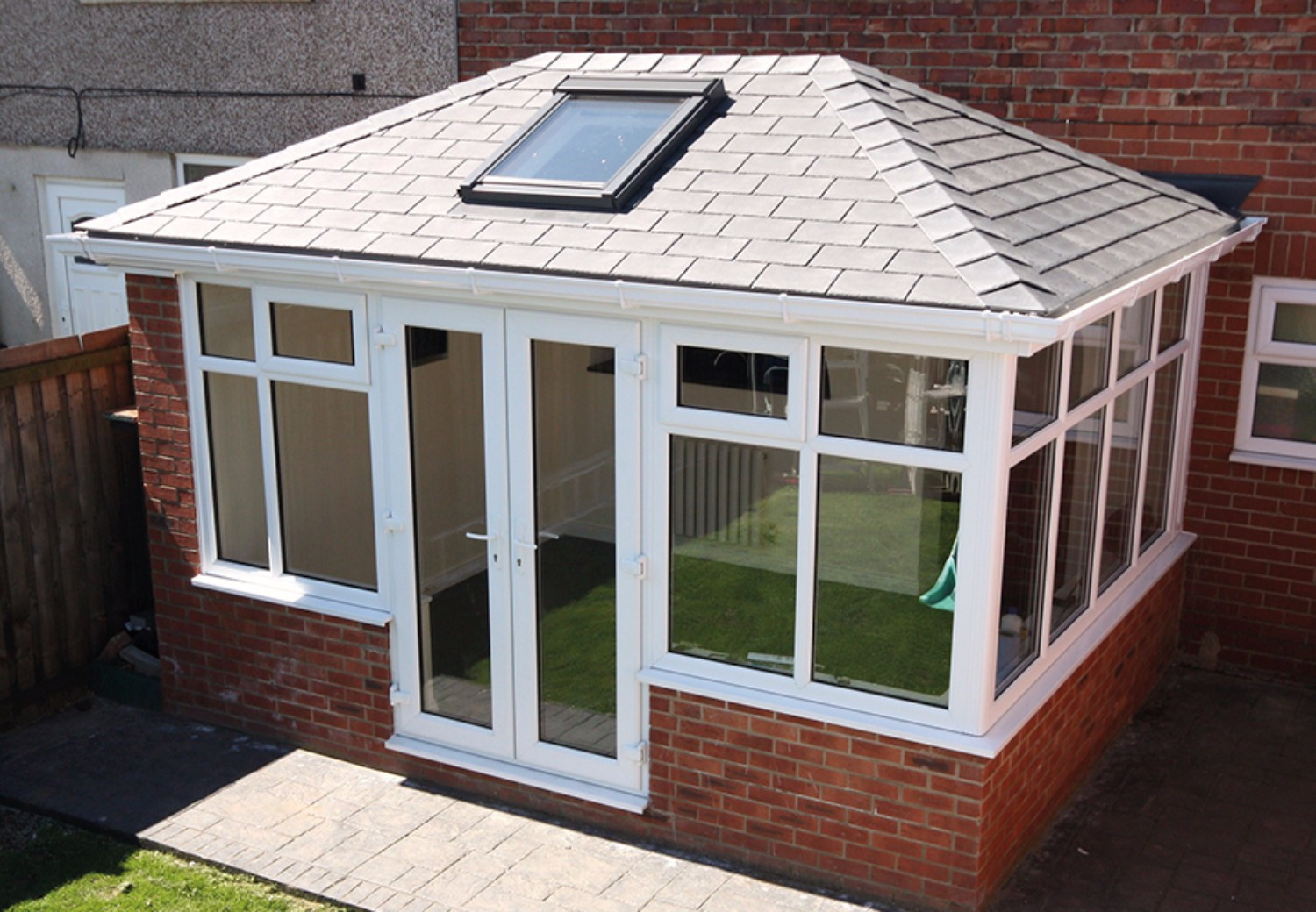 Synthetic Plastic Slate Effect on Conservatory Synthetic Plastic Slate Effect on Conservatory