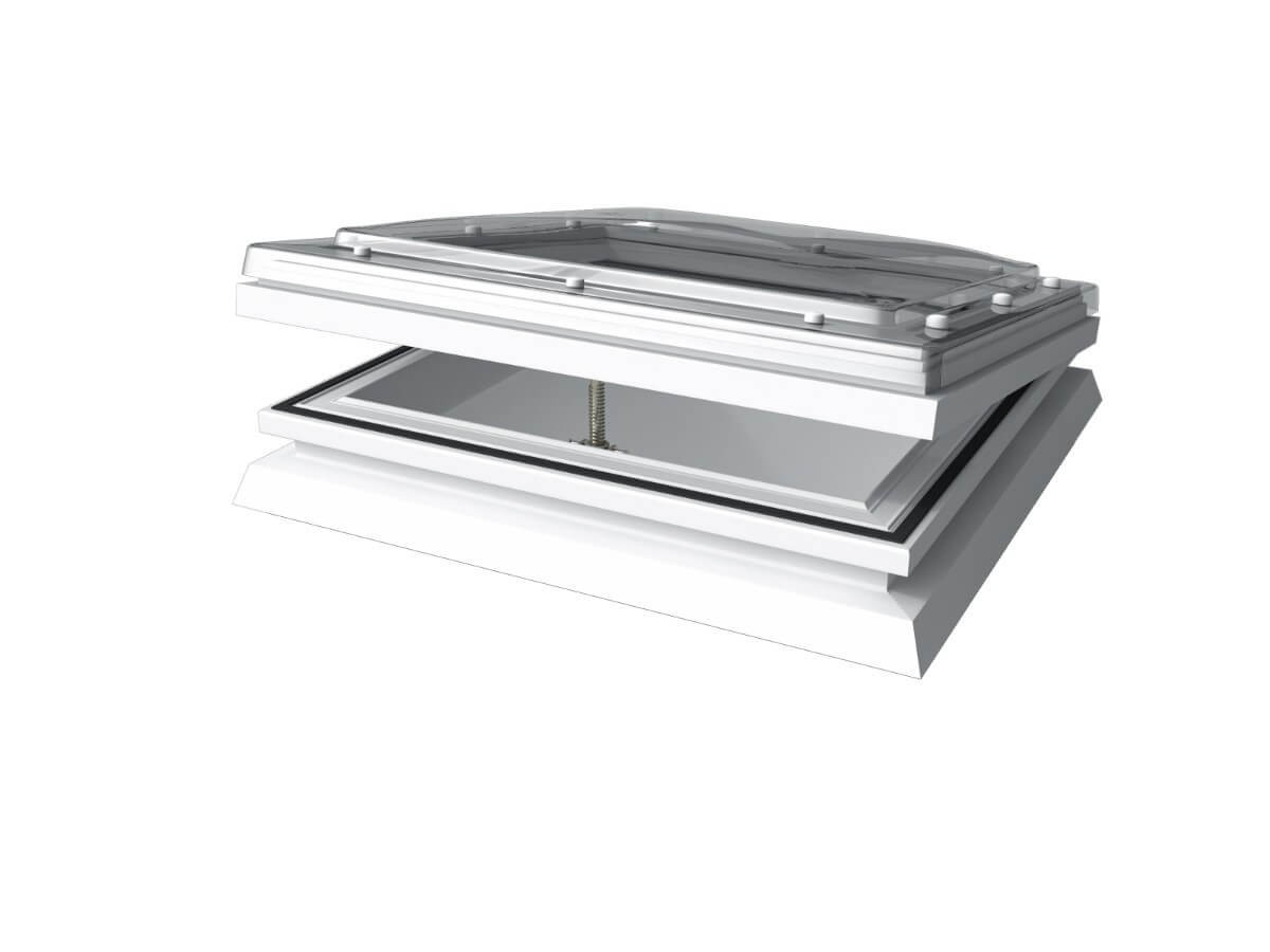 Mardome Trade - 1050 x 1050mm - Opening to fit Builders Upstand - Double Skinned - Textured - Automatic Vent - Powered Opening Upgrade with Remote