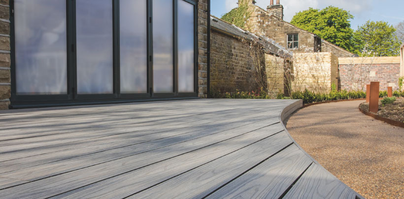 Wooden decking in garden