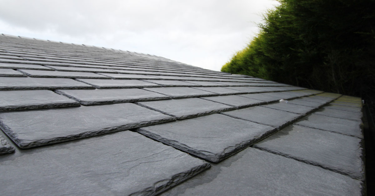 Tapco Synthetic Slate Tile fitted onto a pitched roof.