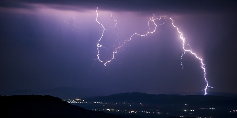 lighting storm at night