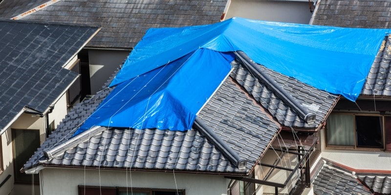 roof affected by storm damage