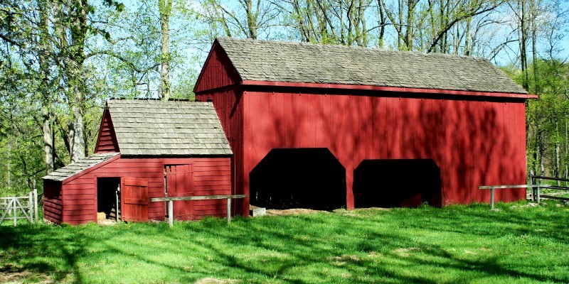 wooden red barn