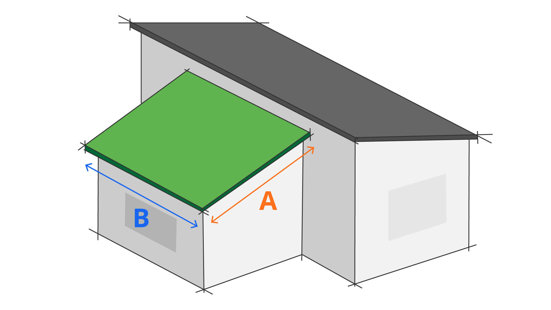 Lean-To Roof Diagram with coordinates