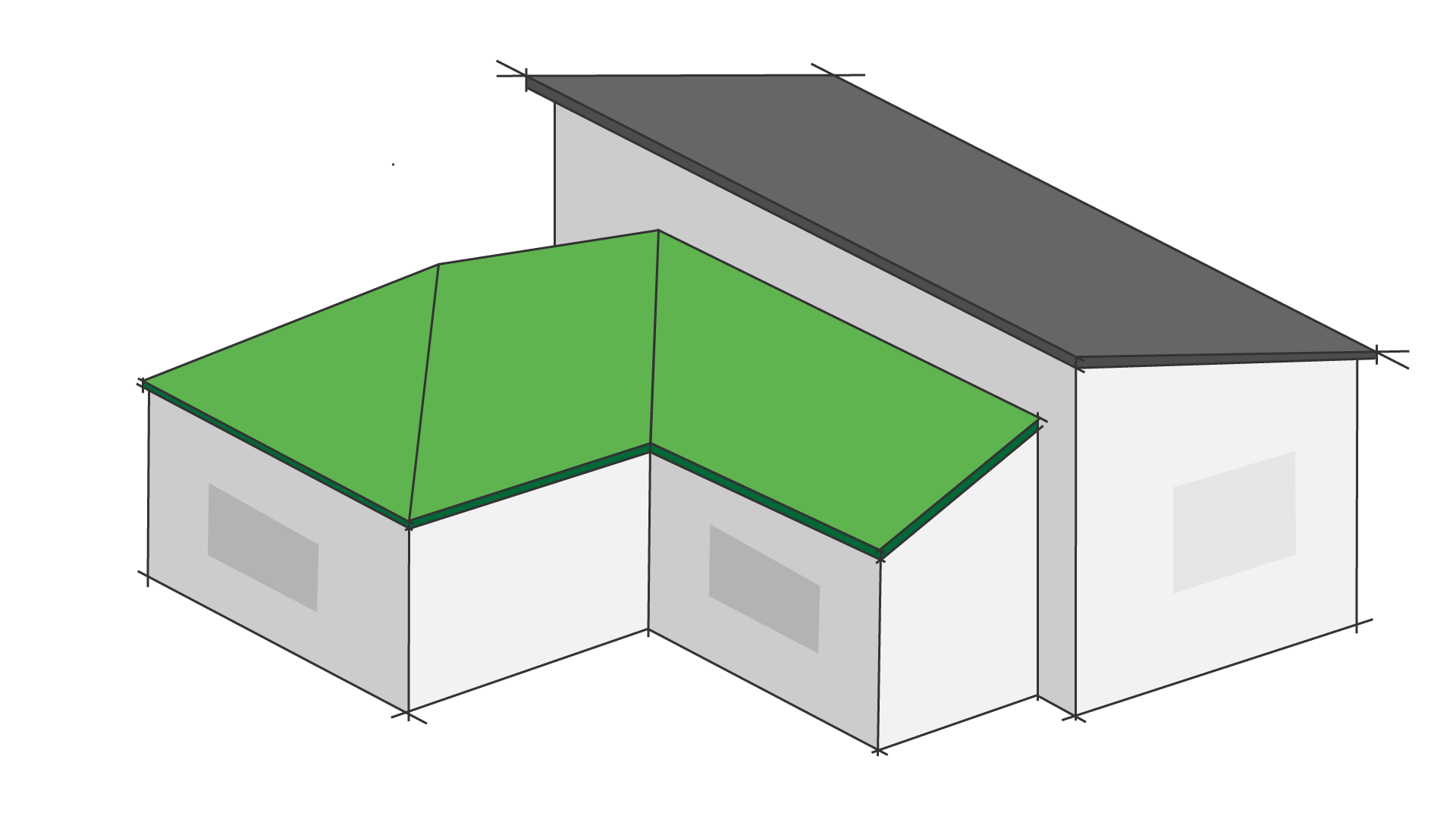 Diagram of a Victorian P Shape Roof