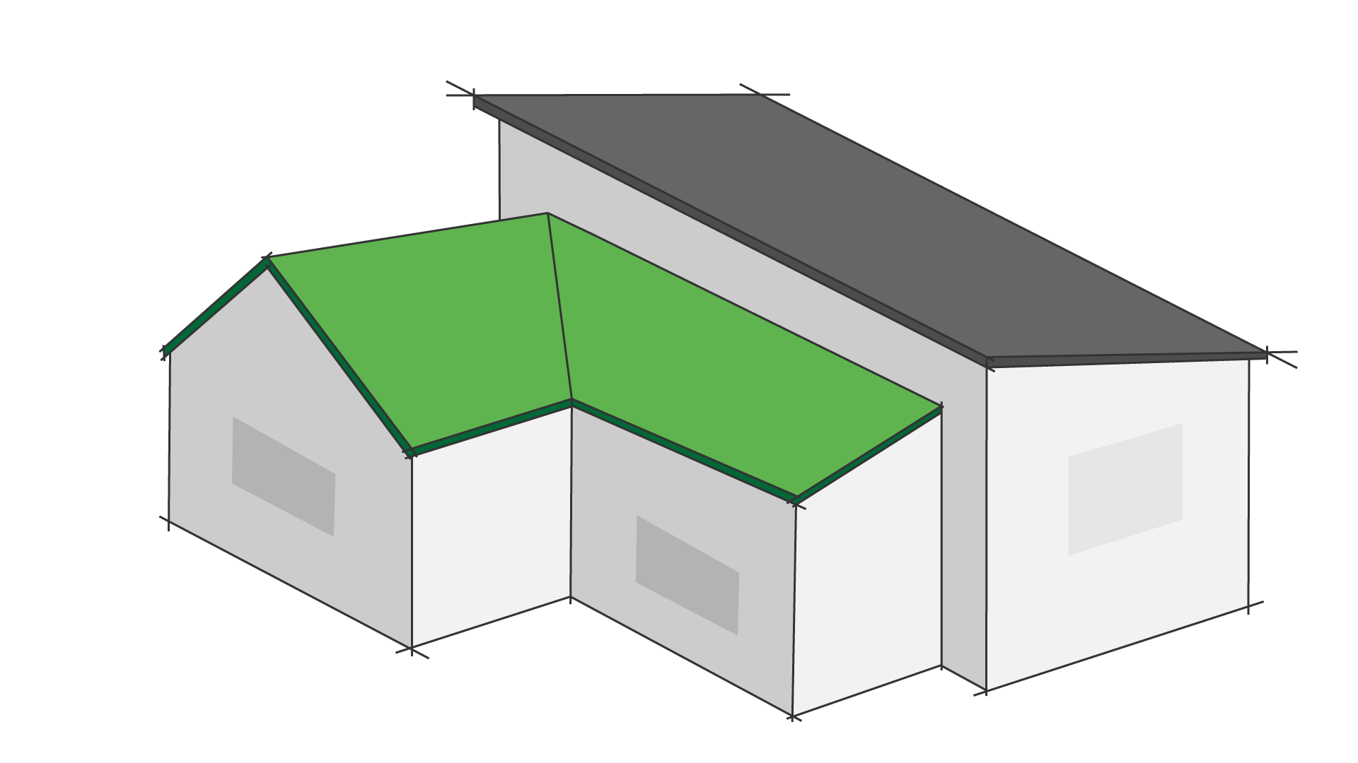 Diagram of a Gable P Shape Roof