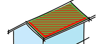 Diagram showing the area of a roof