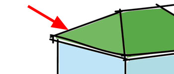 Diagram showing the hip of a roof