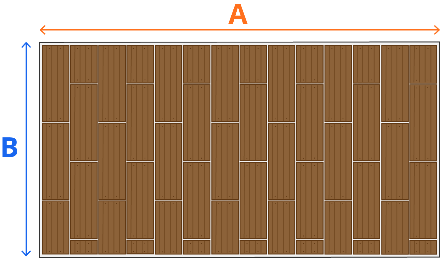 Decking with sizing guidelines