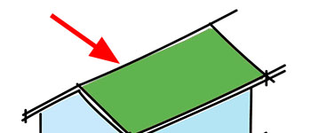 Diagram showing the length of a roof