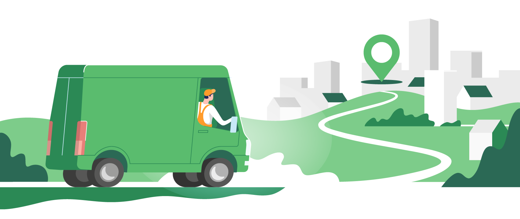 Delivery Truck Going Over The Hills